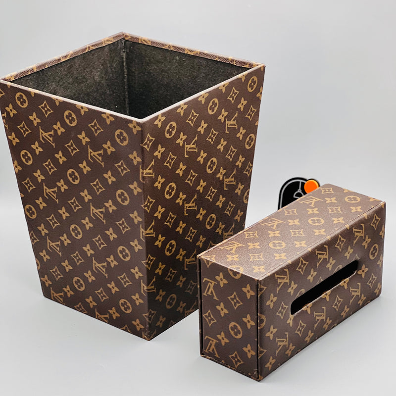 LOUIS VUITTON Monogram Square Basket and Tissue Box Set