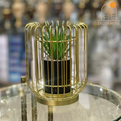 Metal Cage With Ceramic Vase