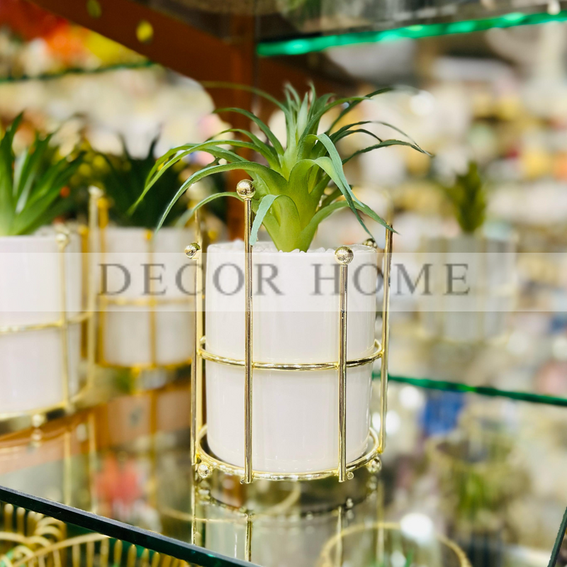 Gilded Metal Stand with Plant