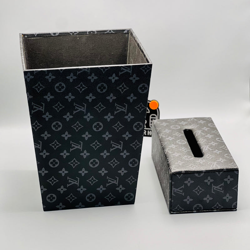 LOUIS VUITTON Monogram Square Basket and Tissue Box Set