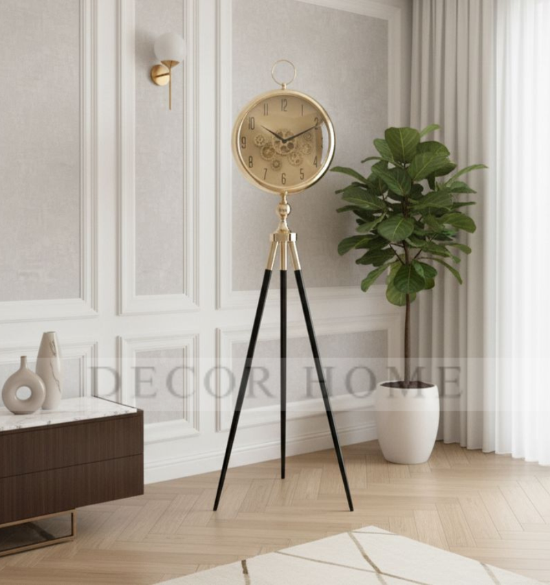 Modern Industrial Tripod Floor Clock