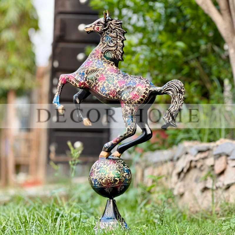 Antique Naqshi Art Brass Horse Sculpture