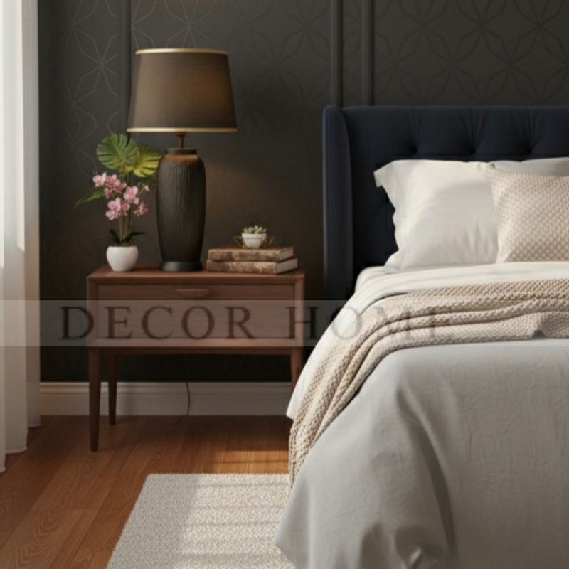 Contemporary Matte Black Table Lamp with Gold Accents