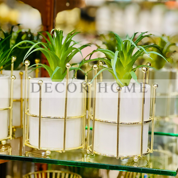 Gilded Metal Stand with Plant