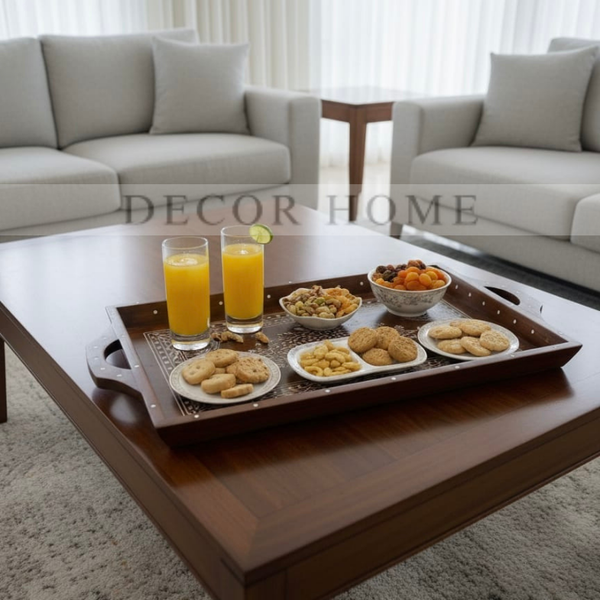 Walnut Wood & Bone Inlay Serving Tray