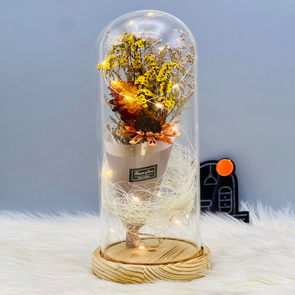 Wireless LED String Light Glass Dome With Flower