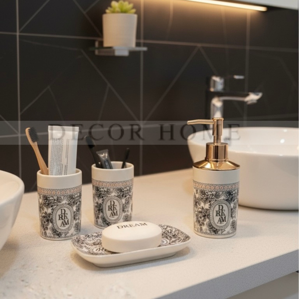 "Dark Dream" Vintage Print Bath Set