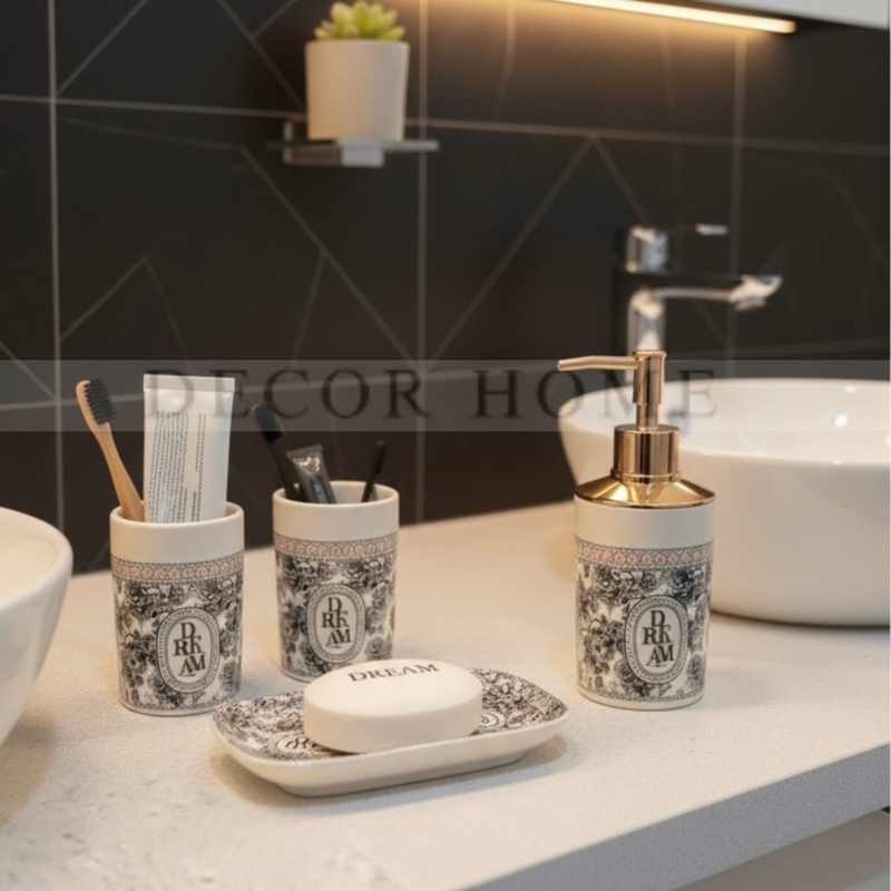 "Dark Dream" Vintage Print Bath Set