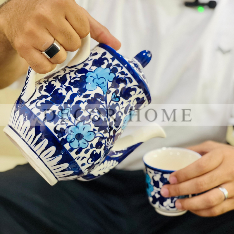 Royal Blue Pottery Blossom Tea Set ( 15pc )
