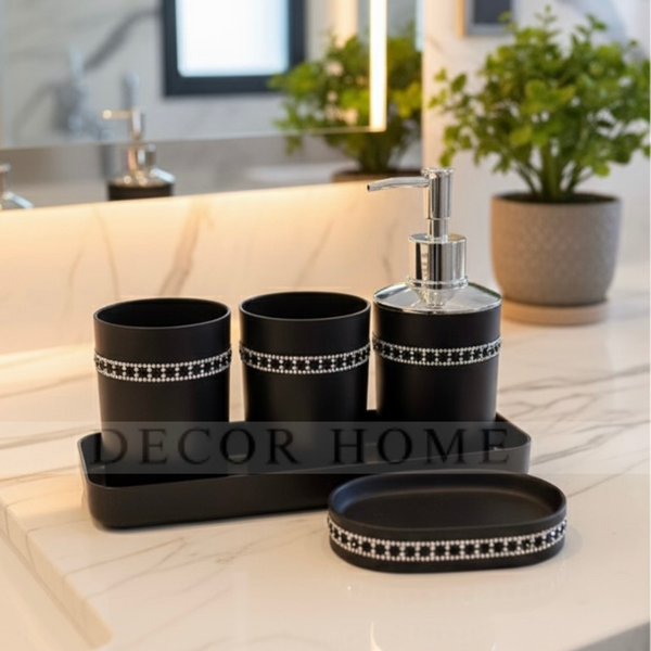Matte Black Bling Bath Set