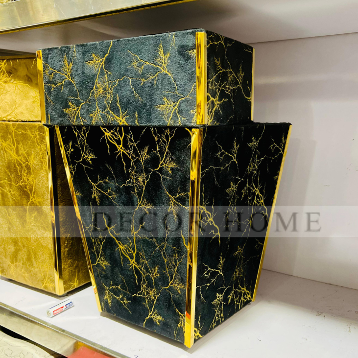 Velvet Fabric  Tissue Box with Dustbin