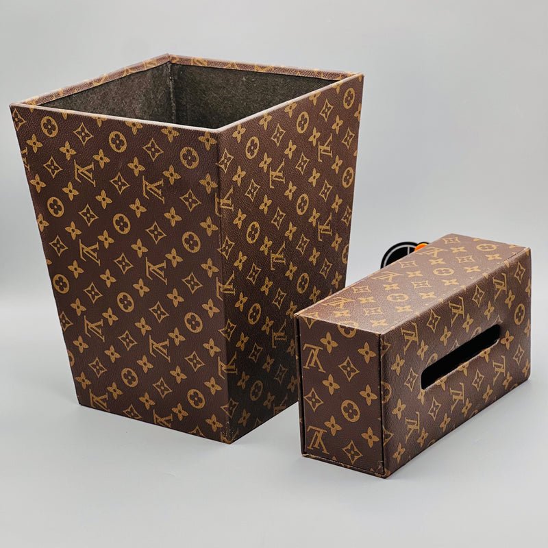 LOUIS VUITTON Monogram Square Basket and Tissue Box Set