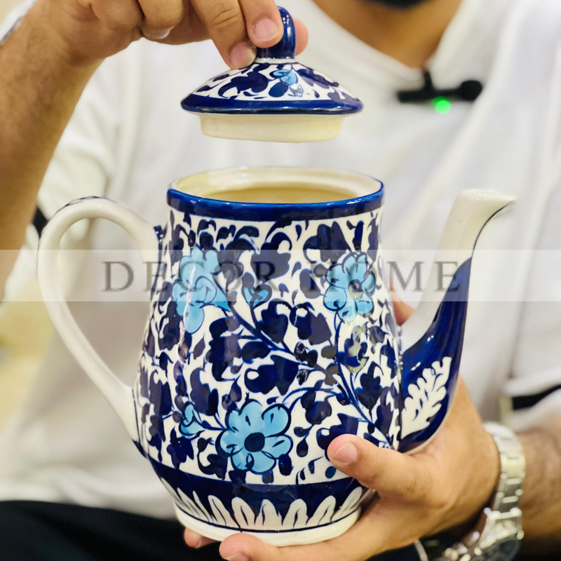 Royal Blue Pottery Blossom Tea Set ( 15pc )