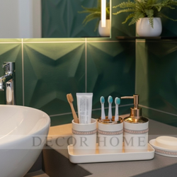 Rose Gold Accent Ceramic Bath Set