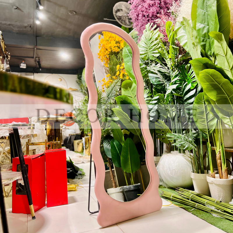 Blush Wave Floor Mirror