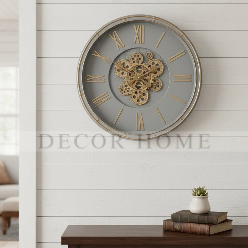 Vintage Rustic Moving Gears Wall Clock