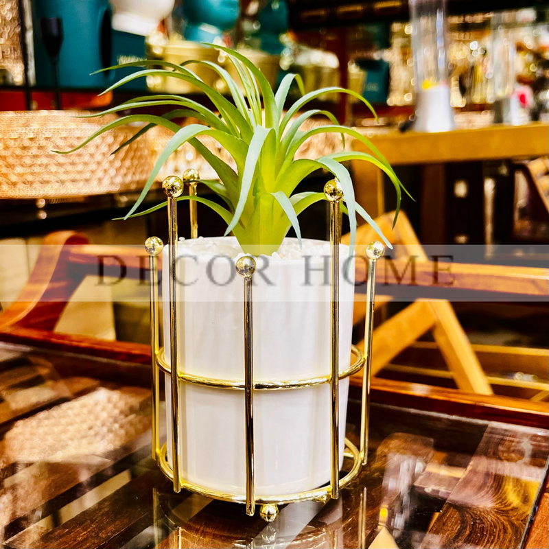 Gilded Metal Stand with Plant