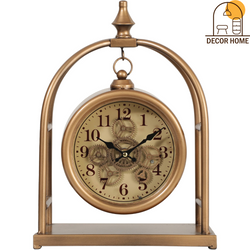 Exposed Gear Gold Table Clock