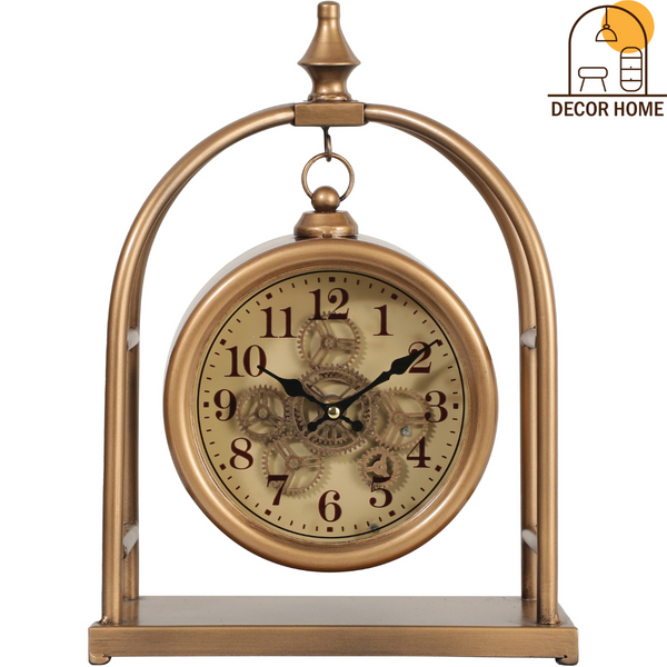 Exposed Gear Gold Table Clock