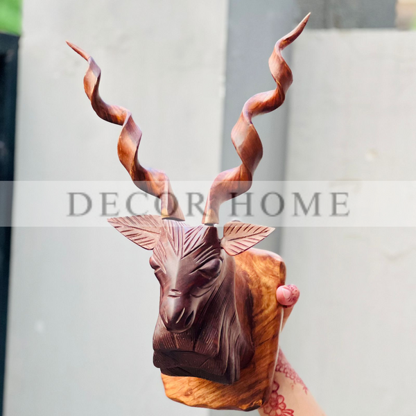 Handcrafted Solid Sheesham Wood Markhor Wall Decor