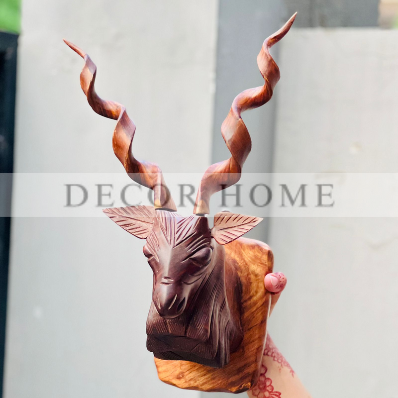 Handcrafted Solid Sheesham Wood Markhor Wall Decor
