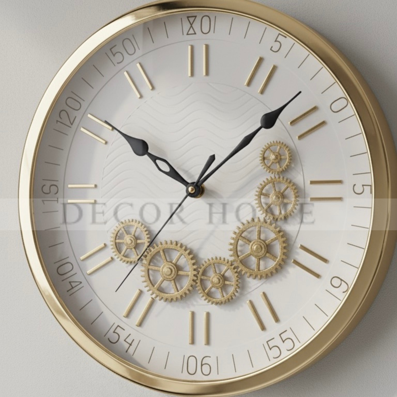 Golden Gear Elegance Wall Clock