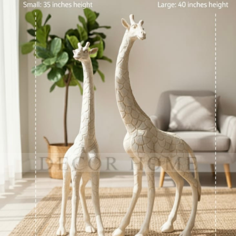 Serene Giraffe Duo Sculptures