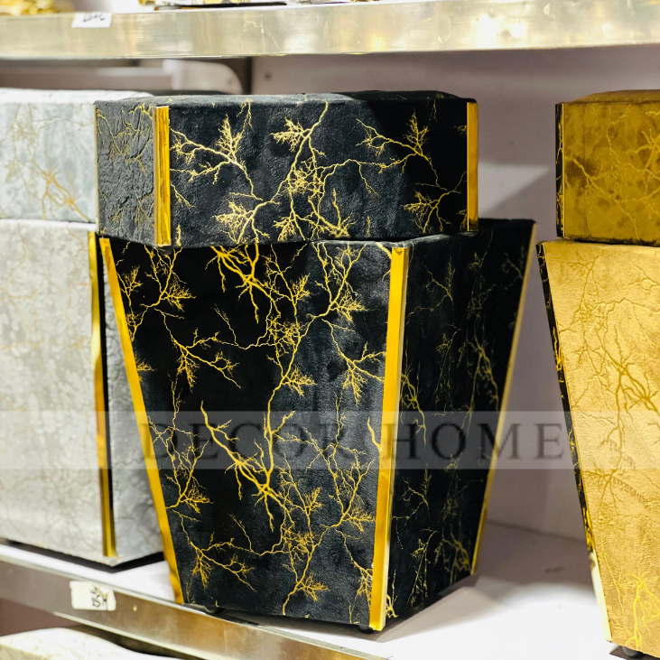 Velvet Fabric  Tissue Box with Dustbin