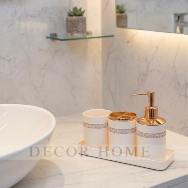 Rose Gold Accent Ceramic Bath Set