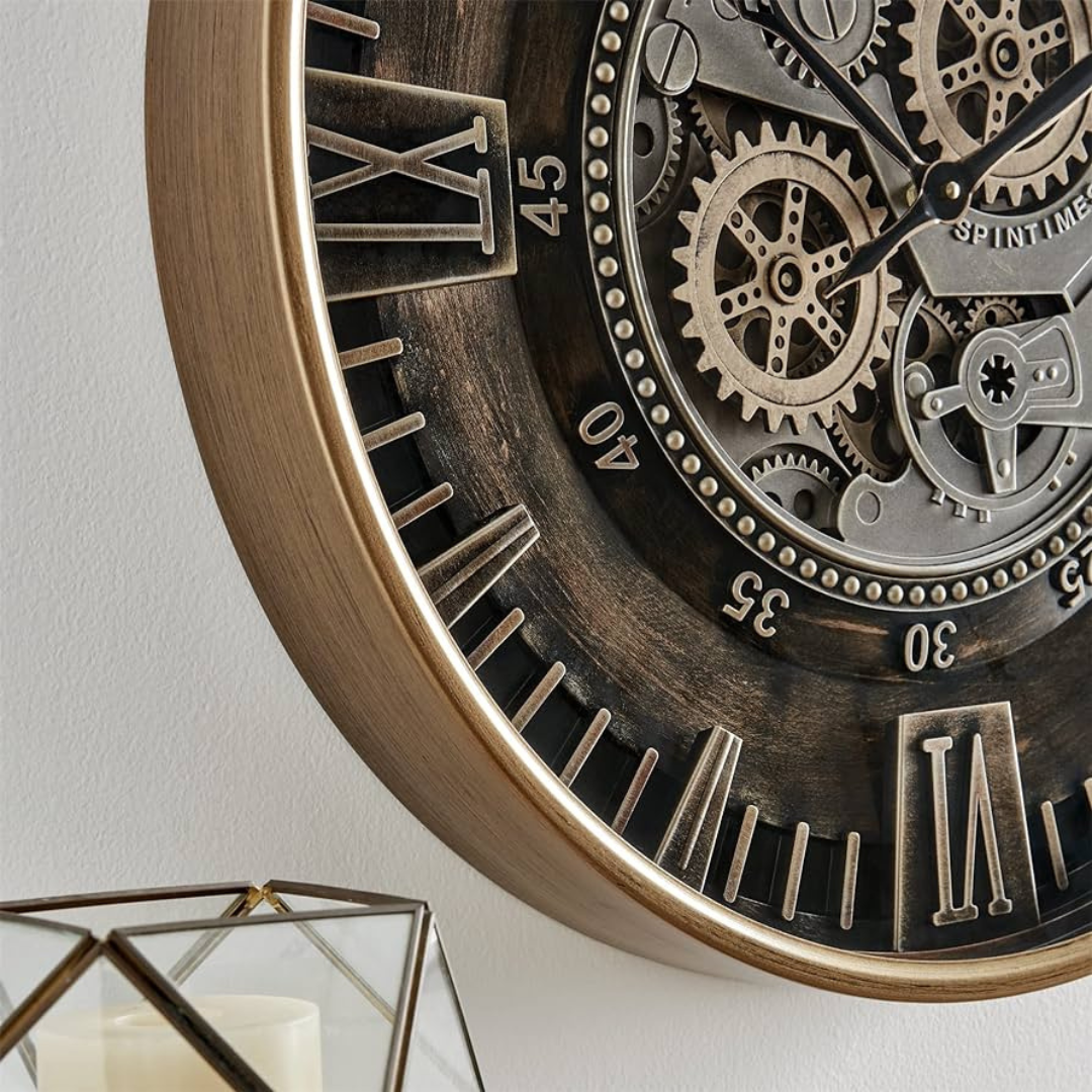 Vintage Bronze Gold Metal Wall Clock