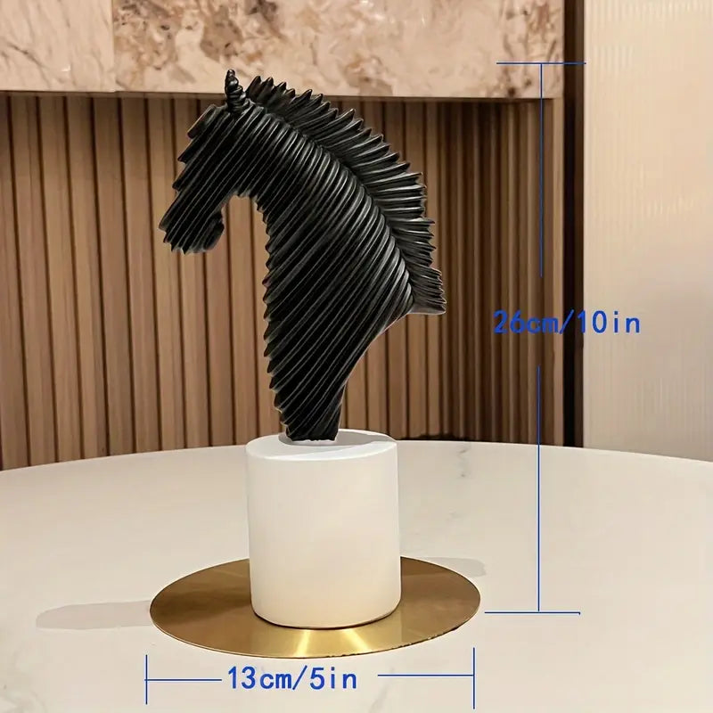 Abstract Striped Horse Head Mascot Animal Sculpture