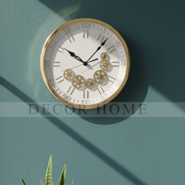 Golden Gear Elegance Wall Clock