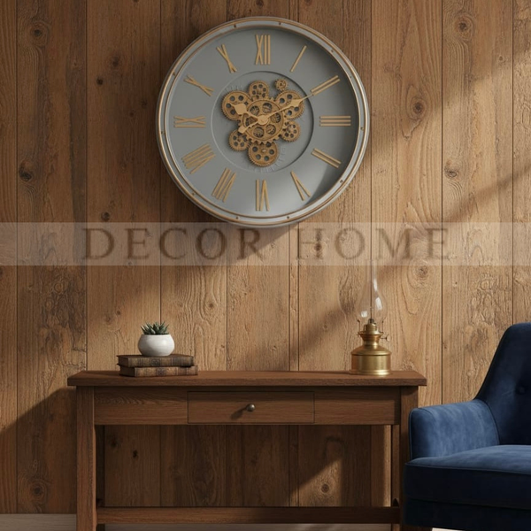 Vintage Rustic Moving Gears Wall Clock