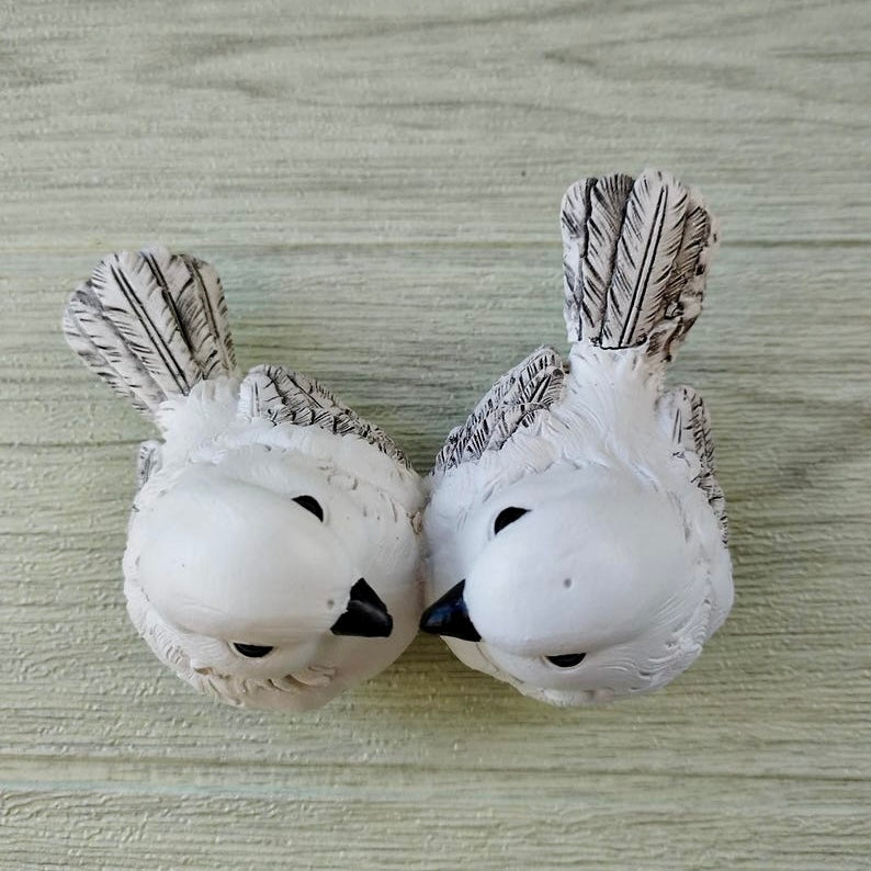 Snowy White Love Birds Duo Scultpure