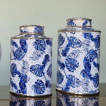 Decorative Vase Blue or White Pot(Set Of 2)