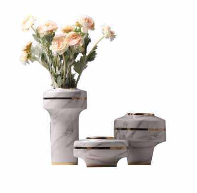 Handmade Nordic Modern Ceramic Marble Vase ( set of 3 )