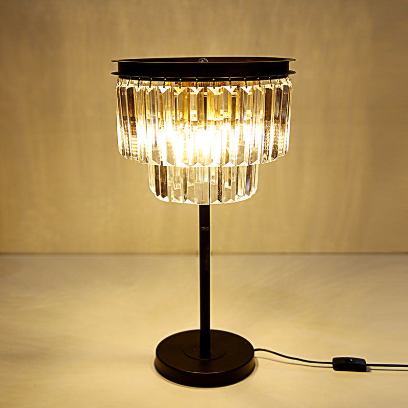 Modern 3 Tier Circular Crystal Table Lamp in Gold