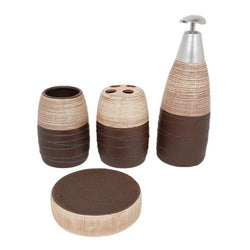 Round Lines Textured Bath Set (Set Of 4)