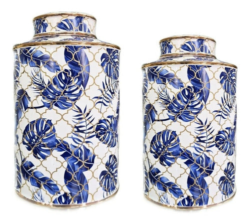 Decorative Vase Blue or White Pot(Set Of 2)