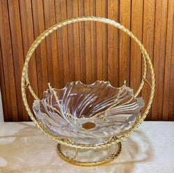 Luxury Glass Fruit Basket with Golden Metal Frame