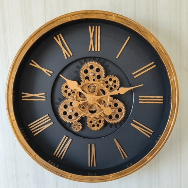 Retro Style Moving Gear Wall Clock