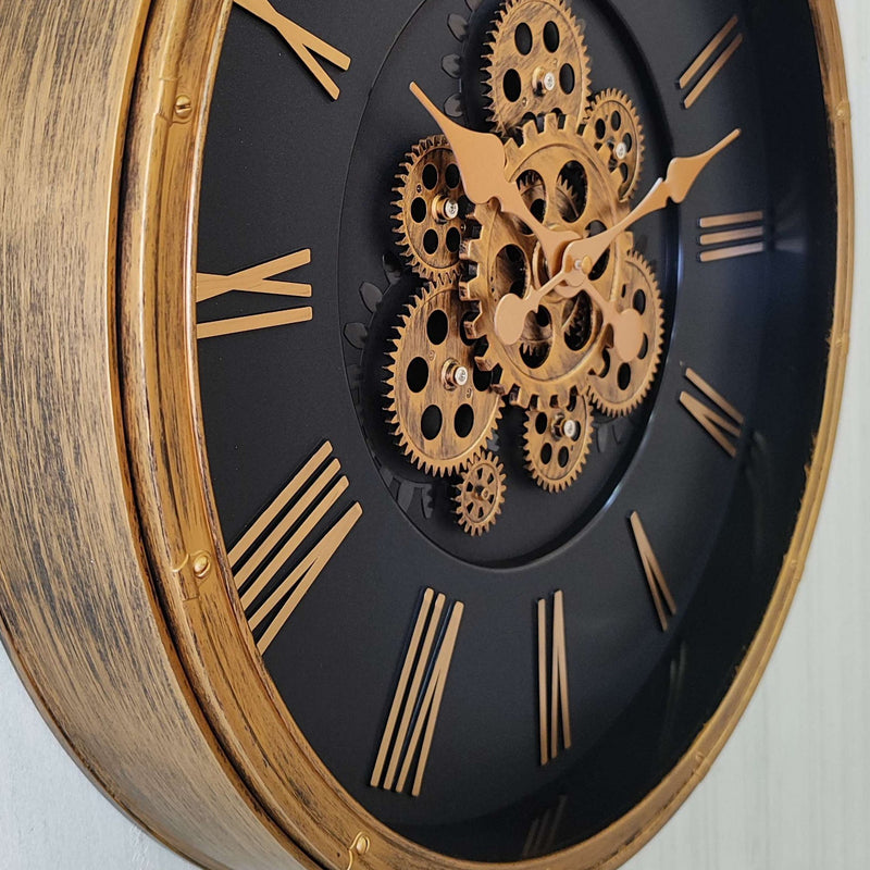 Retro Style Moving Gear Wall Clock