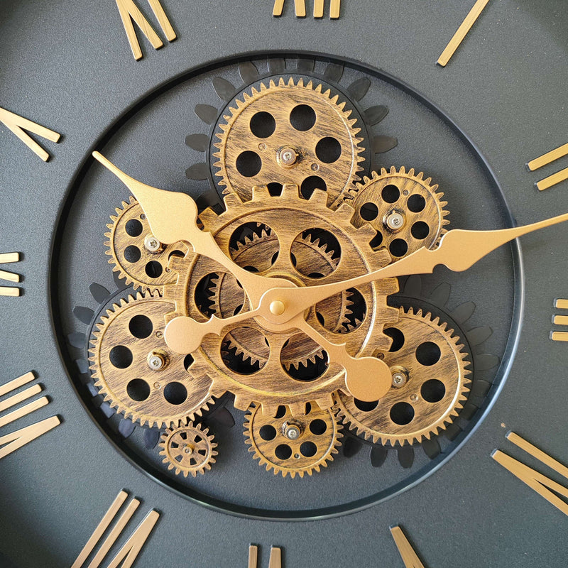 Retro Style Moving Gear Wall Clock
