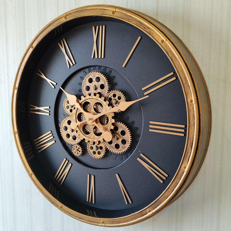 Retro Style Moving Gear Wall Clock