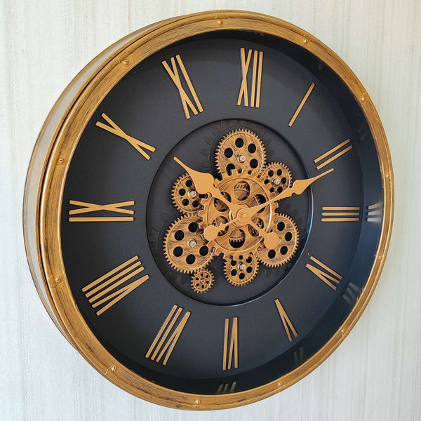 Retro Style Moving Gear Wall Clock