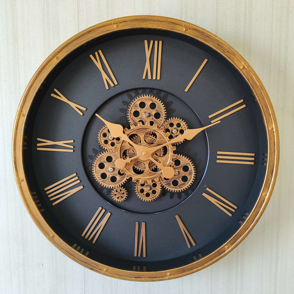 Retro Style Moving Gear Wall Clock