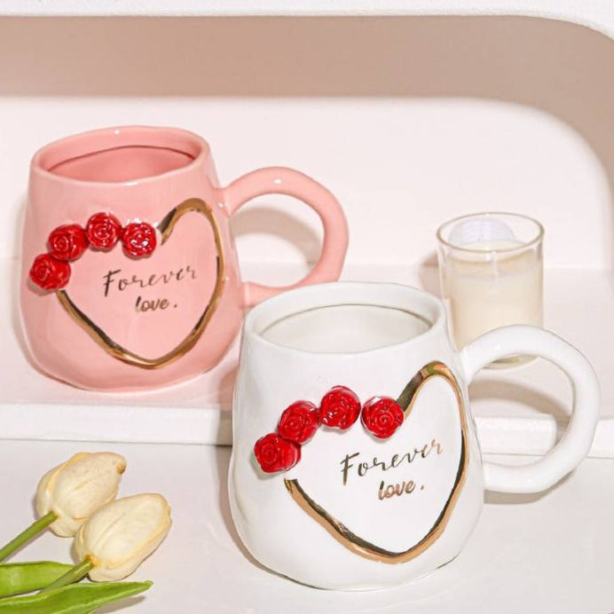 1Pc Ceramic Cup With Heart Design