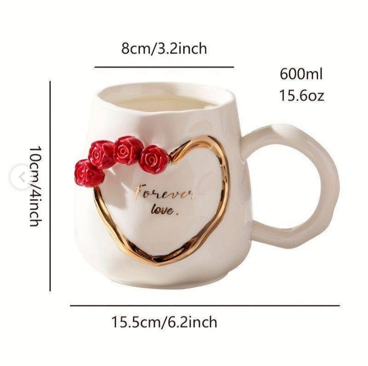 1Pc Ceramic Cup With Heart Design