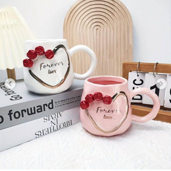 1Pc Ceramic Cup With Heart Design