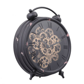 Sleek Black & Brass Gears Wall Clock